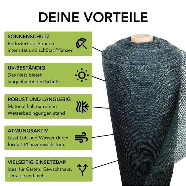 Schattiernetz, Breite: 3 m, Länge: 100 m, Für vielseitigen Einsatz im Garten und zur Beschattung