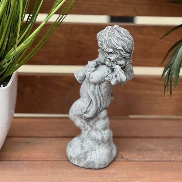 Steinfigur Engel, Dekofigur fuer den Garten oder Wohnbereich