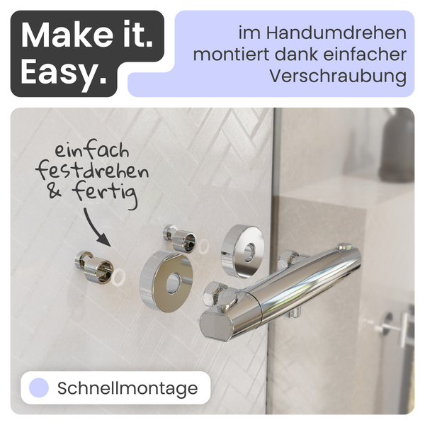 Schnellmontage einer Duscharmatur dank einfacher Verschraubung