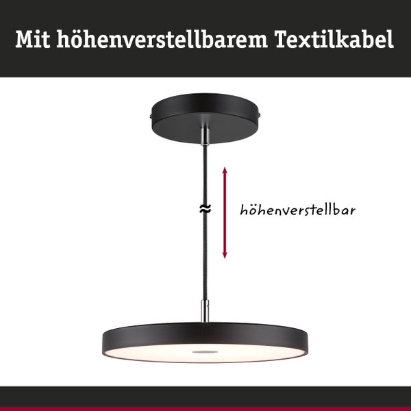 LED Pendelleuchte Smart Home Zigbee 3.0 Hildor 2700K 1000lm 17W Schwarz matt dimmbar