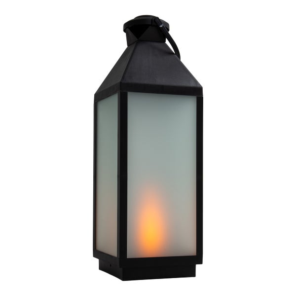 LED Dekoleuchte Laterne DORIS aus Kunststoff und Glas in Schwarz, integrierte LED, für Innen