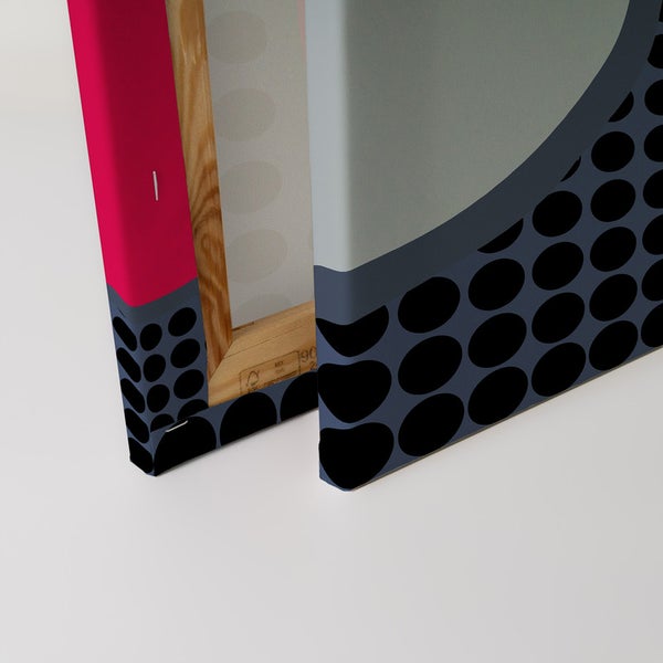 Nahaufnahme einer bedruckten Leinwand mit einem geometrischen Punktdesign