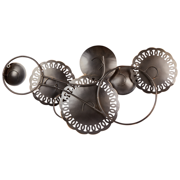 Dekorative Metall Wandskulptur mit Kreisen und Ornamenten
