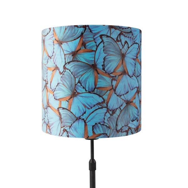 Tischlampe schwarz mit Veloursschirm Schmetterlinge mit Gold 25 cm - Parte