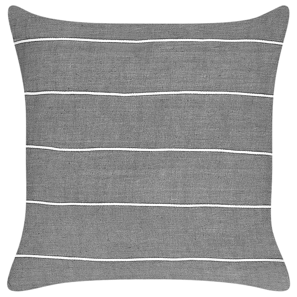 Dekokissen 2er Set MILAS Leinen 50 x 50 cm Grau Streifenmuster