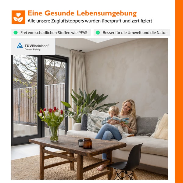 Simple Fix Zugluftstopper für Türen - 100 cm x 5 cm - Türdichtung - Zugstopper Haustür und Fenster, Windstopper - Tür Dichtungsband Selbstklebend und Isolierend - Weiß