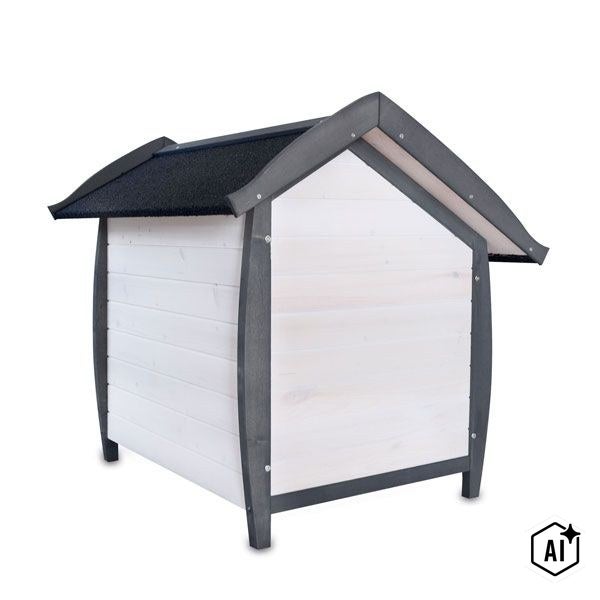 Hundehütte aus Holz mit Satteldach und witterungsbeständiger Bedachung
