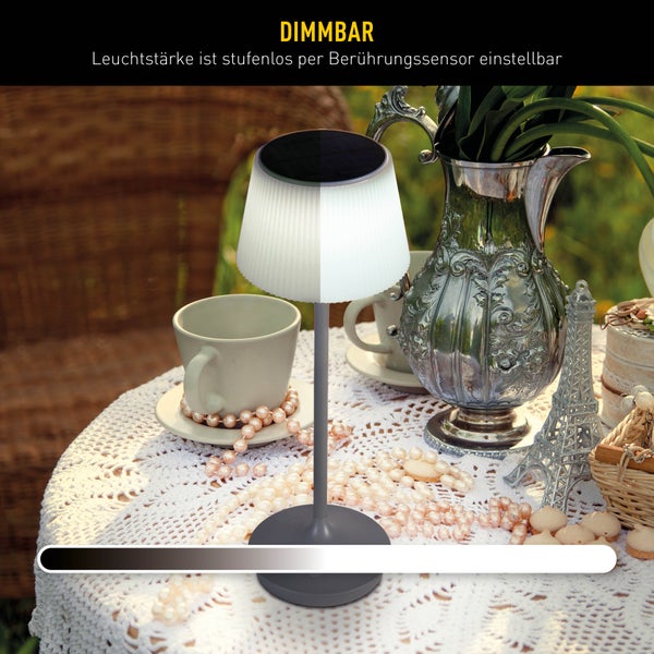 LED Leuchte EMMI für Außen und Innen, Tischlampe aus Metall und Kunststoff , mit fest verbauten LEDs, LED Tischlampe für Balkon, Terrasse, Garten, Wohnzimmer, Wintergarten, ca. 38 cm hoch