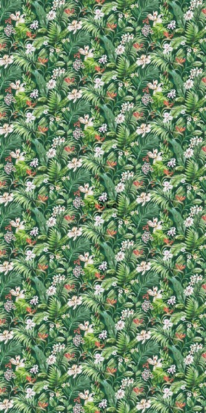 ESTAhome XXL-Vliestapete tropische Blätter und Blüten Emeraldgrün - 50 x 900 cm - 158893