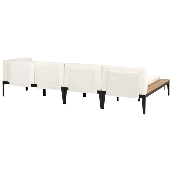 Garten Ecksofa mit Tisch 4-Sitzer BRACCIANO rechtsseitig zertifiziertes Akazienholz Hellbeige