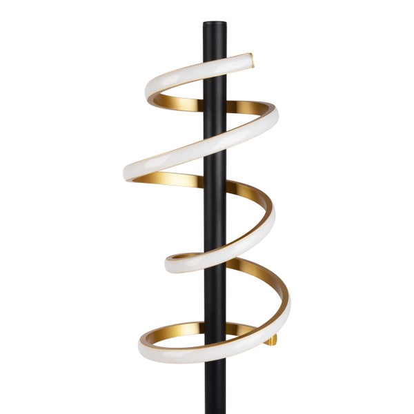 LED-Stehleuchte BELLEZA, moderne Stehlampe aus Metall und Kunststoff in Schwarz, Gold und Weiß, mit fest verbauten LEDs, 140 hoch, Beleuchtung für Wohnzimmer, Esszimmer, Schlafzimmer oder Büro.