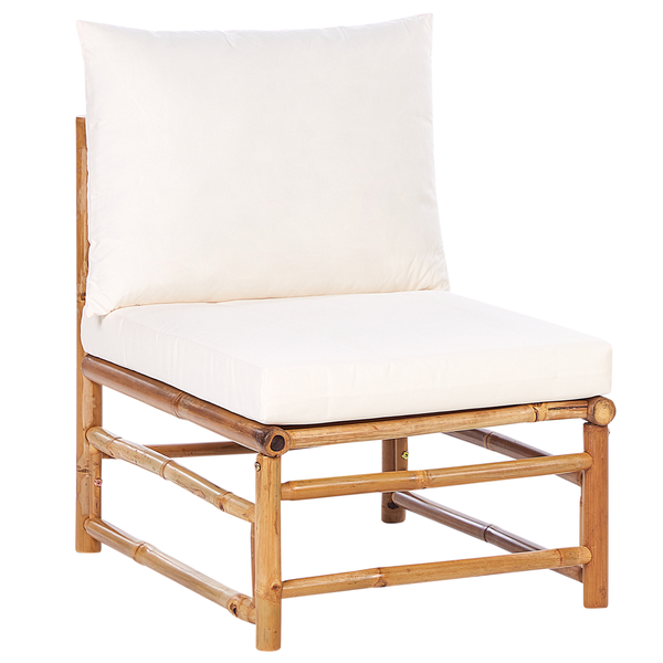 Garten Ecksofa mit Tisch 5-Sitzer CERRETO linksseitig Bambusholz Cremeweiß