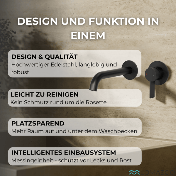 Unterputz Waschtischarmatur aus Edelstahl mit Einhebelmischer und Wandmontage in modernem Design von Lomazoo