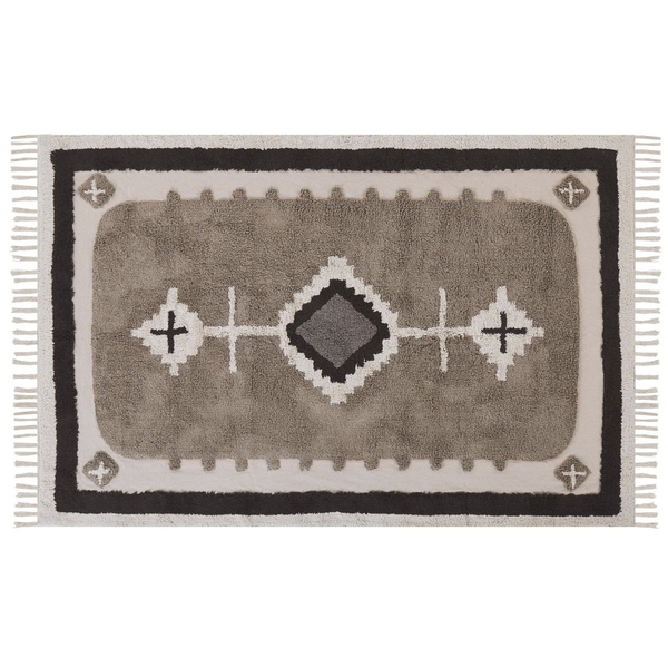 Teppich GEYVE Beige 140 x 200 cm Baumwolle