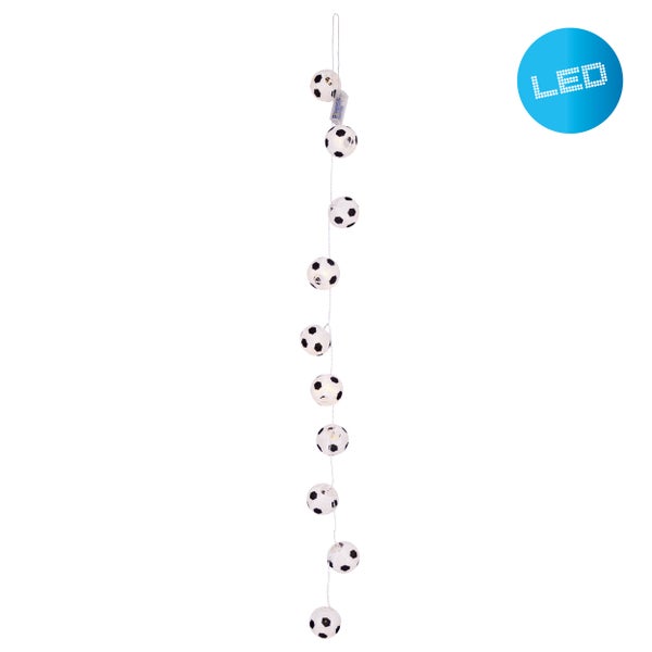 LED Papier-10er-Lichterkette Fußball , für Innen, aus Metall und Papier in Weiß, mit integrierter LED