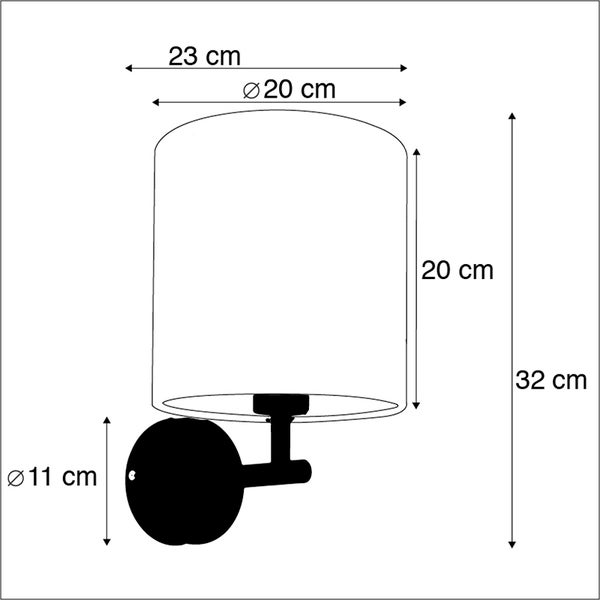 Enge Wandlampe Gold mit grünem Samtschirm - Matt