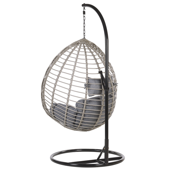 Hängesessel mit Gestell TOLLO Polyrattan Grau