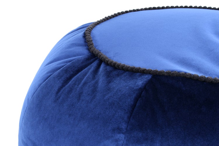 Pouf Hocker samtweich, orientalisches Design Blau Rund Ø 65 cm