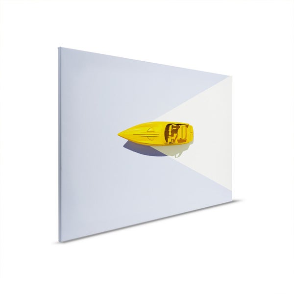 Gelbes Spielzeugboot auf Leinwand