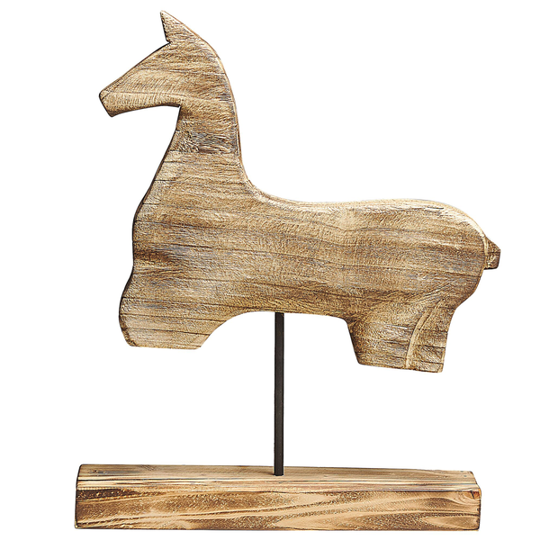 Dekorative Pferdefigur aus Holz auf Sockel