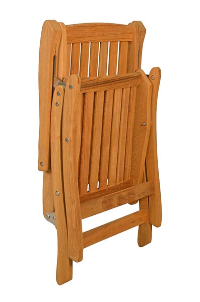 Teak Sitzgruppe 6 Hochlehner klappbar 1 Tisch oval ausziehbar 150 x 100 cm im Set