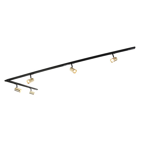 Smart Schienensystem Schwarz mit Gold 1-phasig 5 Lichter inkl. Wifi GU10- Jeana