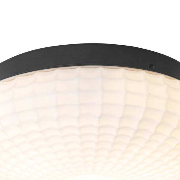 Klassische Deckenleuchte schwarz mit Opalglas 30 cm IP44 - Nohmi