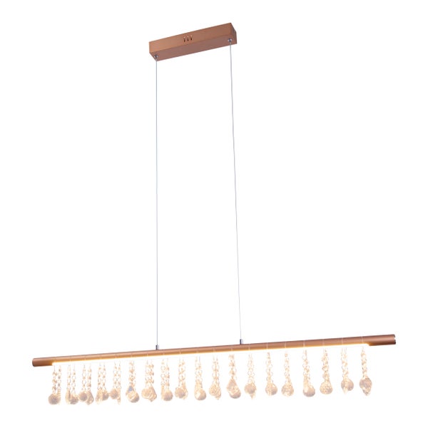 LED Pendelleuchte NOBILIS Länge ca. 100 cm, aus Metall und Kunststoff in Gold, mit fest verbauten LEDs, Beleuchtung für Wohnzimmer, Esszimmer oder Büro