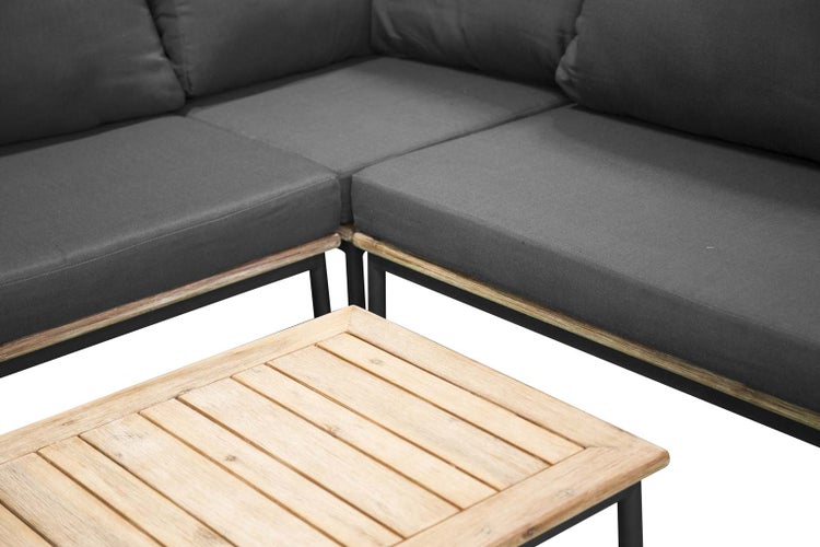 Andorra Lounge-Set 2 Teile schwarz,natur. 60 X 90 X 27 cm