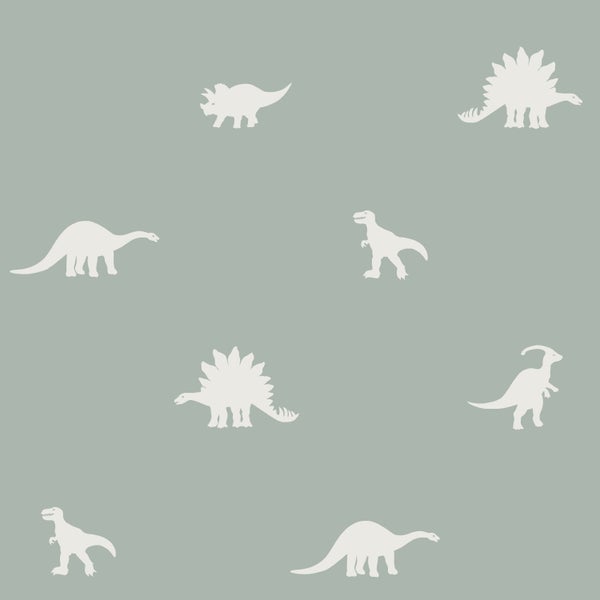 ESTAhome Tapete Dinosaurier Mintgrün - 53 cm x 10.05 m - 139284