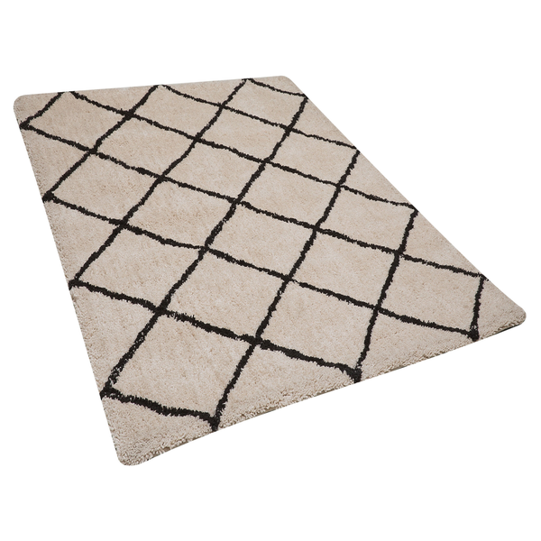 Teppich beige/schwarz 140 x 200 cm Shaggy ADALAR