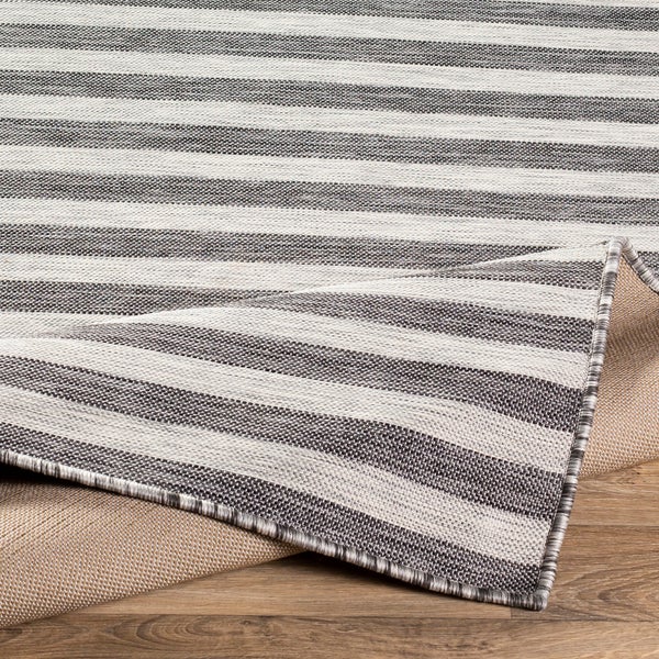 In-/Outdoor Gestreifter Teppich Grau/Elfenbein 130x180 cm ZAKI