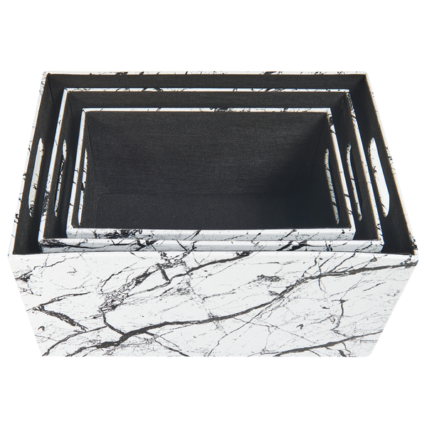 Set aus drei Aufbewahrungsboxen mit Marmor Design