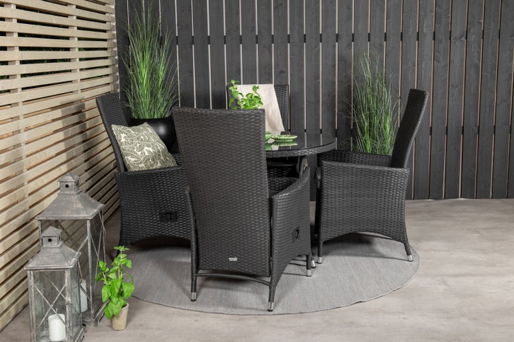 Padova Gartenstuhl inkl. Kissen, einstellbar schwarz. 2er Set