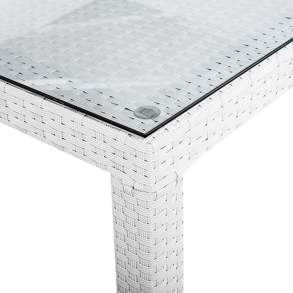 Gartentisch ITALY 220 cm 100 cm Glas Weiß