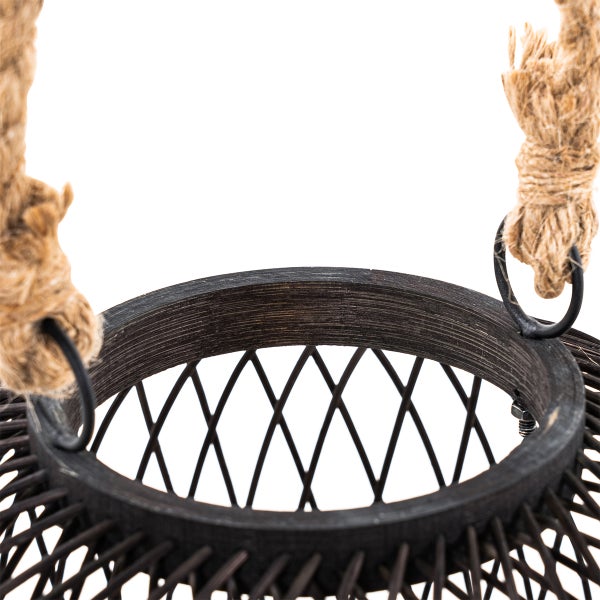Ländliche Tischlampe für den Außenbereich aus schwarzem Rattan – Calamus