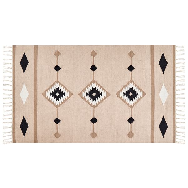 Kelim Teppich Baumwolle mehrfarbig 80 x 150 cm geometrisches Muster Kurzflor BERDIK
