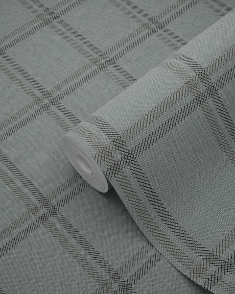 Origin Wallcoverings Tapete Karomuster Graublau - 0,53 x 10,05 m - 347622