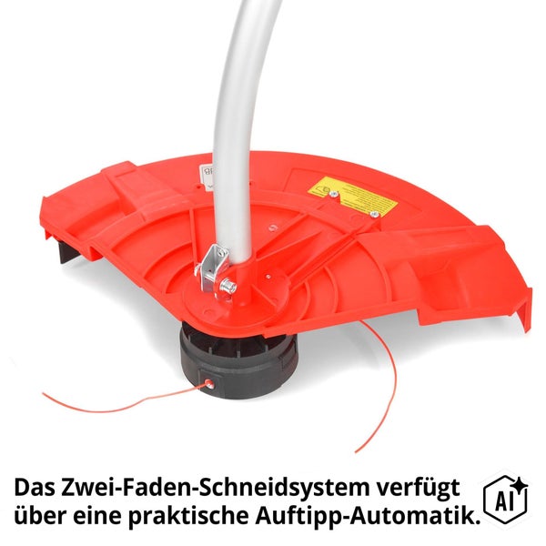 Fadenspule mit Schutzhaube für Rasentrimmer mit Zwei-Faden-Schneidsystem und Auftipp-Automatik
