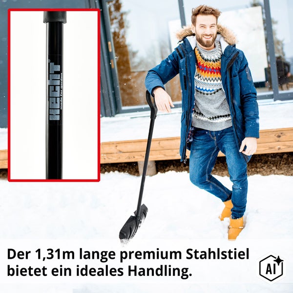 Schneeschaufelblatt aus Kunststoff mit verstärkter Metallkante für die Schneeräumung.