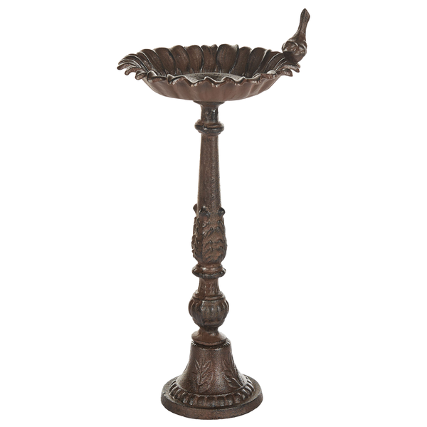 Vogeltränke mit Vogel-Figur auf Schale