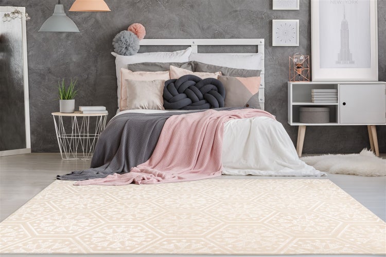 Kurzflor Teppich Blissique Creme Modern, Klassisch 80 x 150 cm