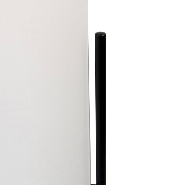 QAZQA - Modern Design Stehleuchte I Stehlampe I Standleuchte I Lampe I Leuchte schwarz mit Leinenschirm weiß - Rich I Wohnzimmer I Schlafzimmer - Leinen Zylinder - LED geeignet E27