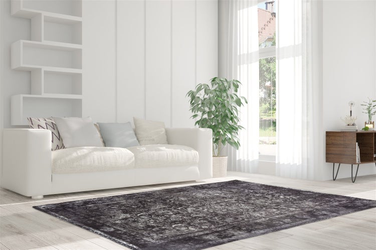Flachflor Teppich Indira Grau Vintage 140 x 200 cm
