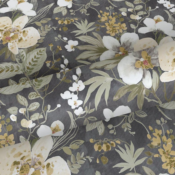 Sanders und Sanders Tapete Blumen Dunkelgrün - 53 cm x 10 m - 640393