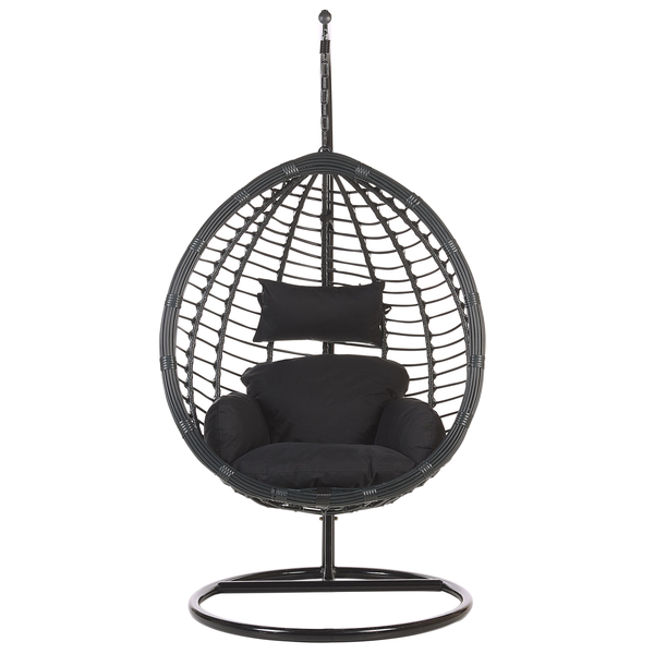 Hängesessel mit Gestell TOLLO Polyrattan Schwarz