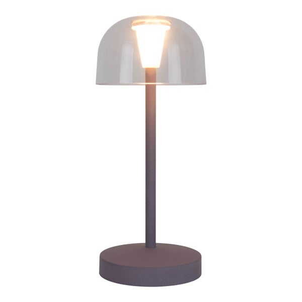 Tischleuchte mit klarem Lampenschirm