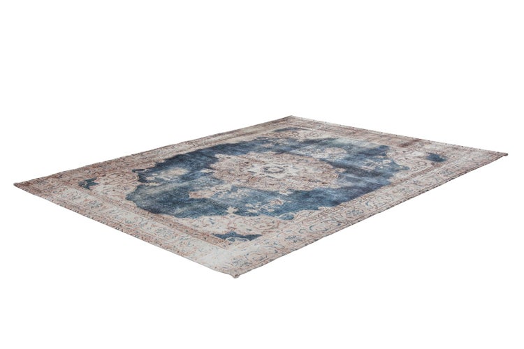 Flachflor Teppich Karabo Creme / Blau Vintage 140 x 200 cm