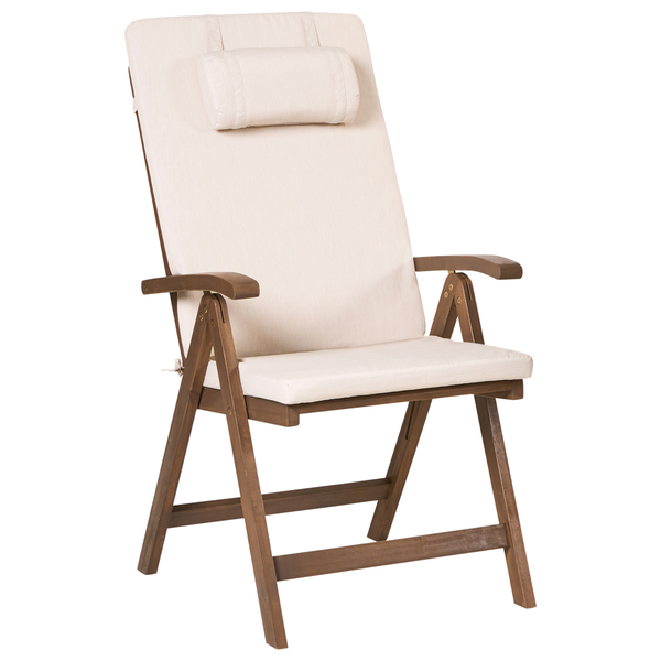 Set mit 2 Stühlen und Sitzkissen AMANTEA PREMIUM Akazienholz Hellbeige