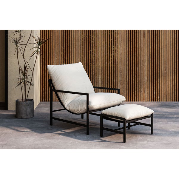 Corso Loungesessel mit Fußhocker schwarz. 67 X 128 X 68 cm